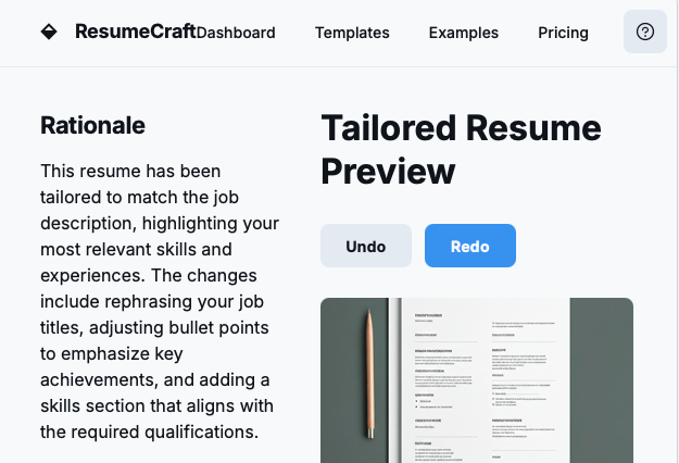 AI-Powered Resume Tailoring Screenshot 1