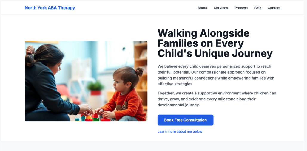 ABA Therapy Landing Page Screenshot 1