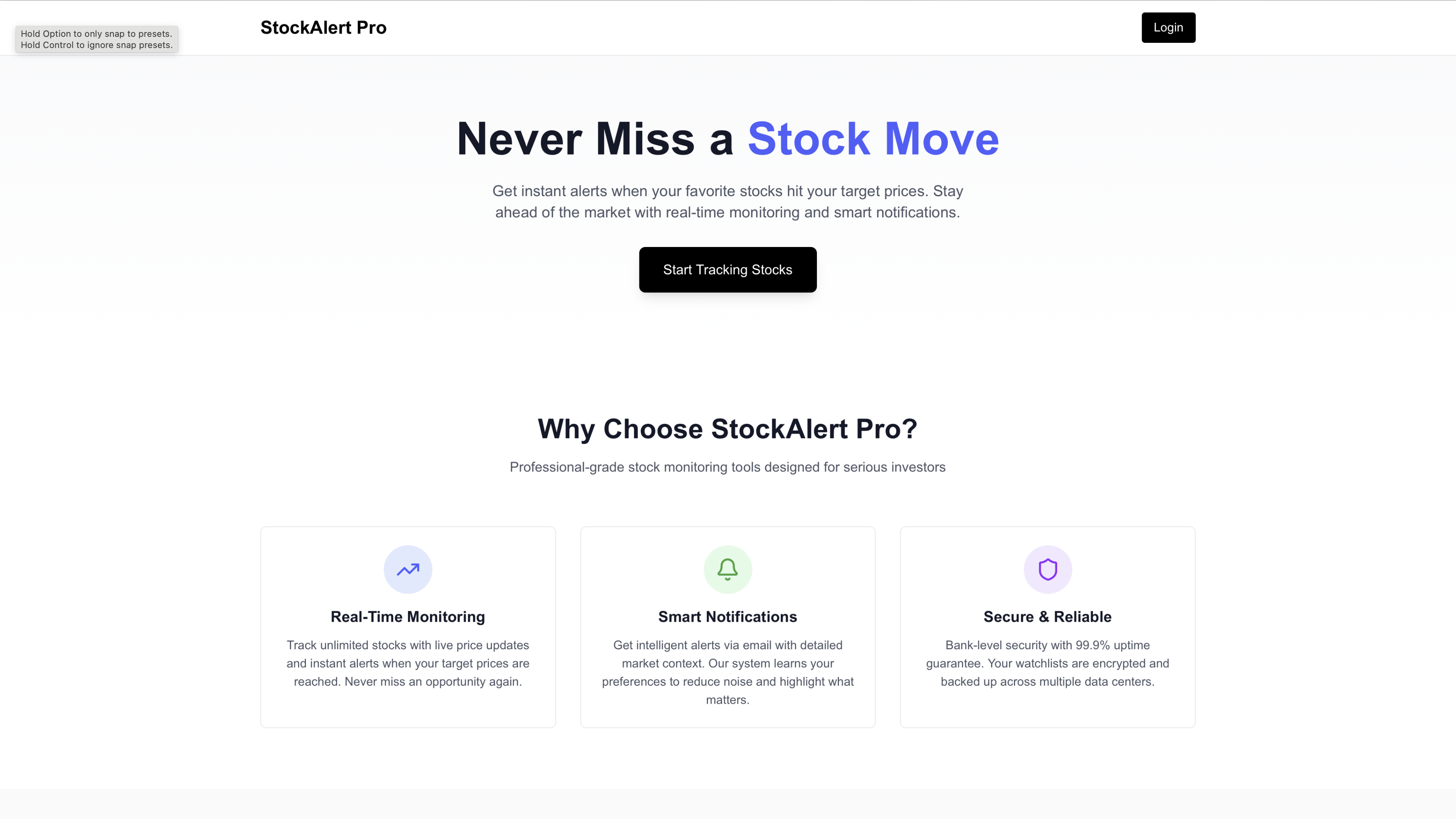Real-Time Stock Alert Dashboard Screenshot 1