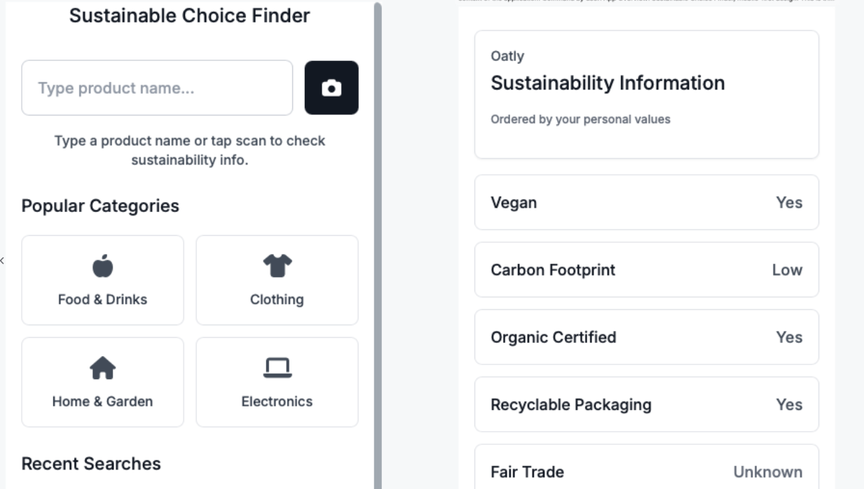 Sustainable Choice Finder Screenshot 1